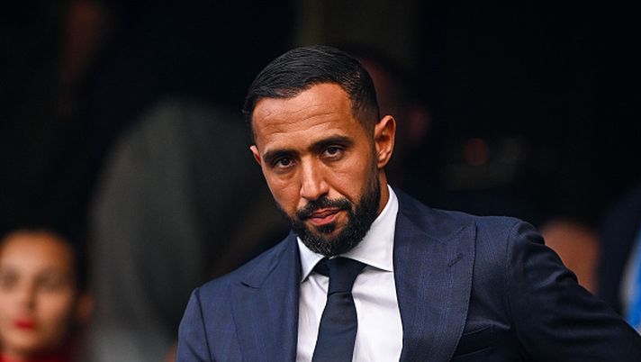 Medhi BENATIA sporting director of Olympique de Marseille during the Ligue 1 McDonald's match between Rennes and Olympique de Marseille at Roazhon Park on August 15, 2025 in Rennes, France. (Photo by Baptiste Fernandez/Icon Sport via Getty Images) Benatia, rissa Rabiot Rowe