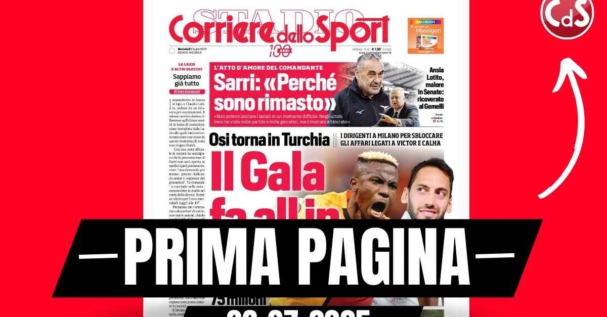 prima pagina corriere dello sport osimhen torna al galatasaray