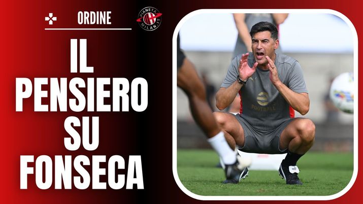 Paulo Fonseca (allenatore AC Milan), qui durante una seduta di allenamento a Milanello. Parla Ordine | Milan News (Getty Images) Paulo Fonseca AC Milan allenamento Milanello Ordine