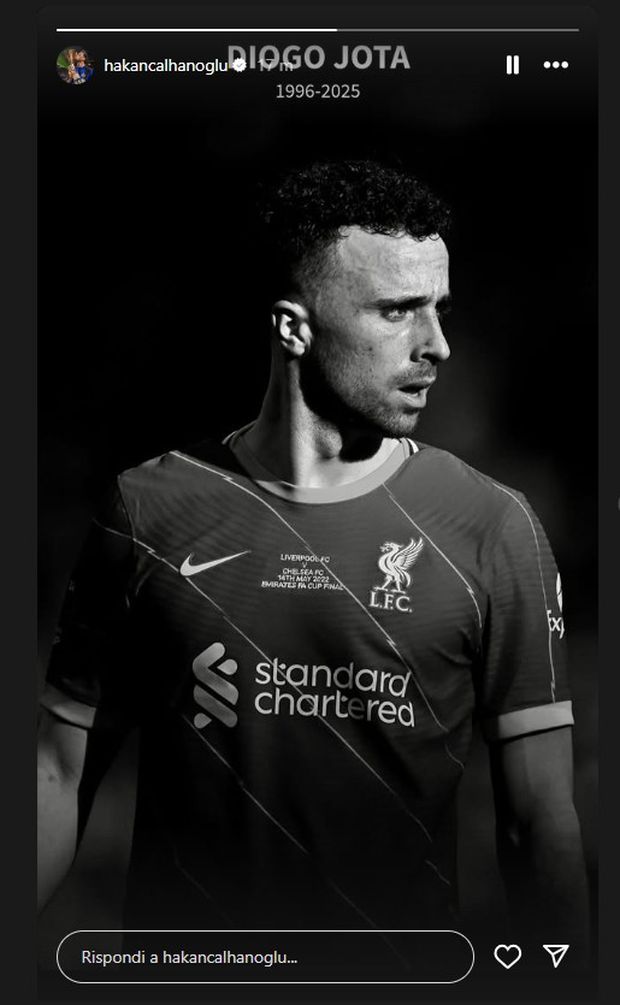 Scomparsa Jota, anche Calhanoglu si unisce al cordoglio per la scomparsa- immagine 2