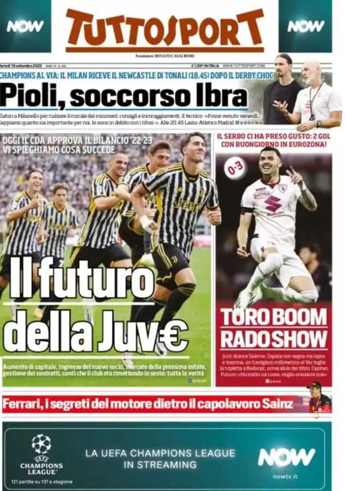EDICOLA TS / Il futuro della Juve. Pioli, soccorso Ibra - immagine 1