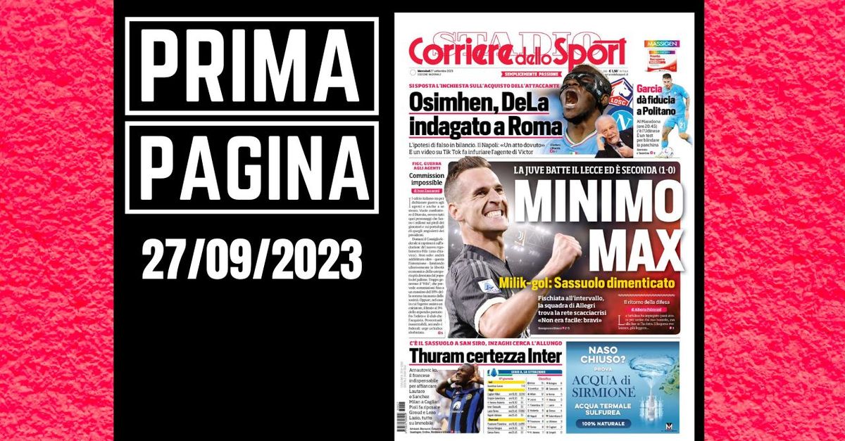 Prima pagina Corriere dello Sport: “Juventus, minimo Max”