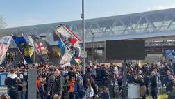 VIDEO FCIN1908 / Inter in partenza verso Firenze: la carica dei tifosi e della Curva