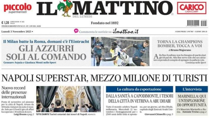 Il Napoli sui media: le prime pagine dei quotidiani di oggi- immagine 1