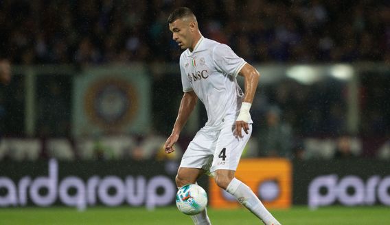 FLORENCE, ITALY - SEPTEMBER 13: Alessandro Buongiorno in action during the Serie A match between ACF Fiorentina and SSC Napoli at Artemio Franchi on September 13, 2025 in Florence, Italy. (Photo by SSCN Napoli/SSCN Napoli)