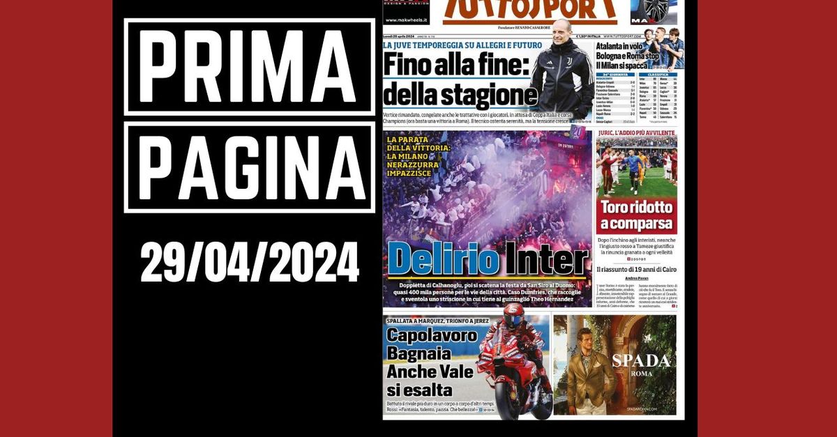 Prima pagina Tuttosport: “Delirio Inter. Il Milan si spacca”