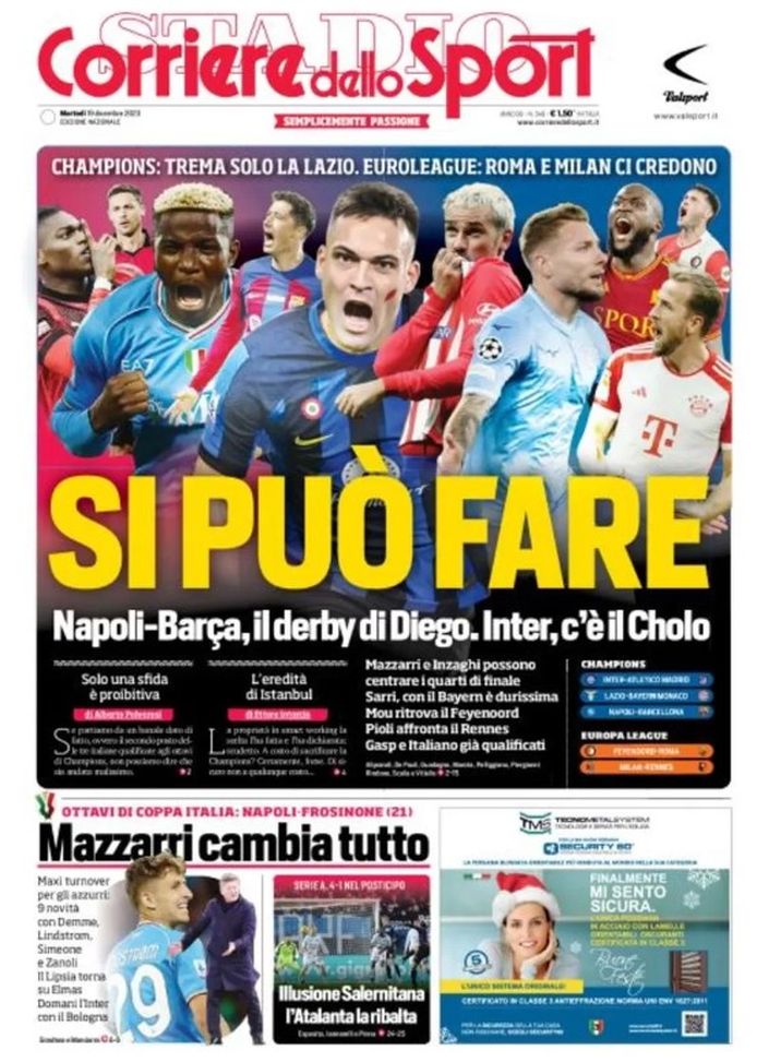 EDICOLA / CdS: Si può fare. Napoli-Barça, il derby di Diego. Inter, c’è il Cholo - immagine 1