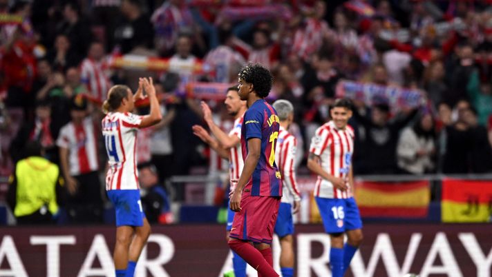MADRID, SPAIN - APRIL 14: Lamine Yamal of FC Barcelona reacts after the final whistle of the UEFA Champions League 2025/26 Quarter-Final Second Leg match between Club Atlético de Madrid and FC Barcelona at Riyadh Air Metropolitano on April 14, 2026 in Madrid, Spain. (Photo by Denis Doyle/Getty Images) Champions, fanno festa Atletico Madrid e PSG: fuori Barcellona e Liverpool - immagine 1