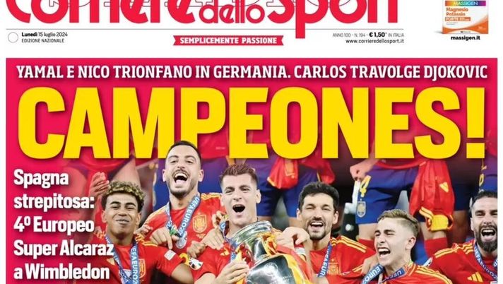 prima pagina corriere dello sport oggi