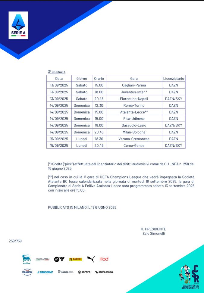 Milan, ecco gli orari dalla 1° alla 3° giornata di Serie A- immagine 2