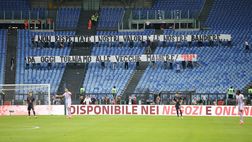Roma-Udinese, striscione nella Curva Sud vuota: “Non rispettate i nostri valori”