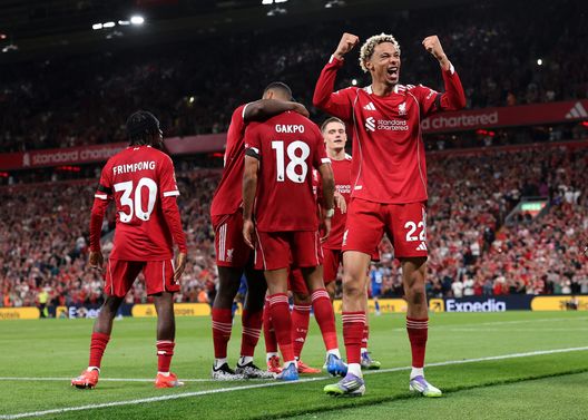Ekitike esulta per il suo primo gol in Premier League nella partita Liverpool-Bournemouth, 15 agosto 2025 (Photo by Michael Steele/Getty Images) Liverpool Bournemouth