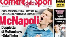 PRIMA PAGINA CORRIERE DELLO SPORT OGGI: “McNapoli, doppietta di McTominay. -3 dall’Inter”