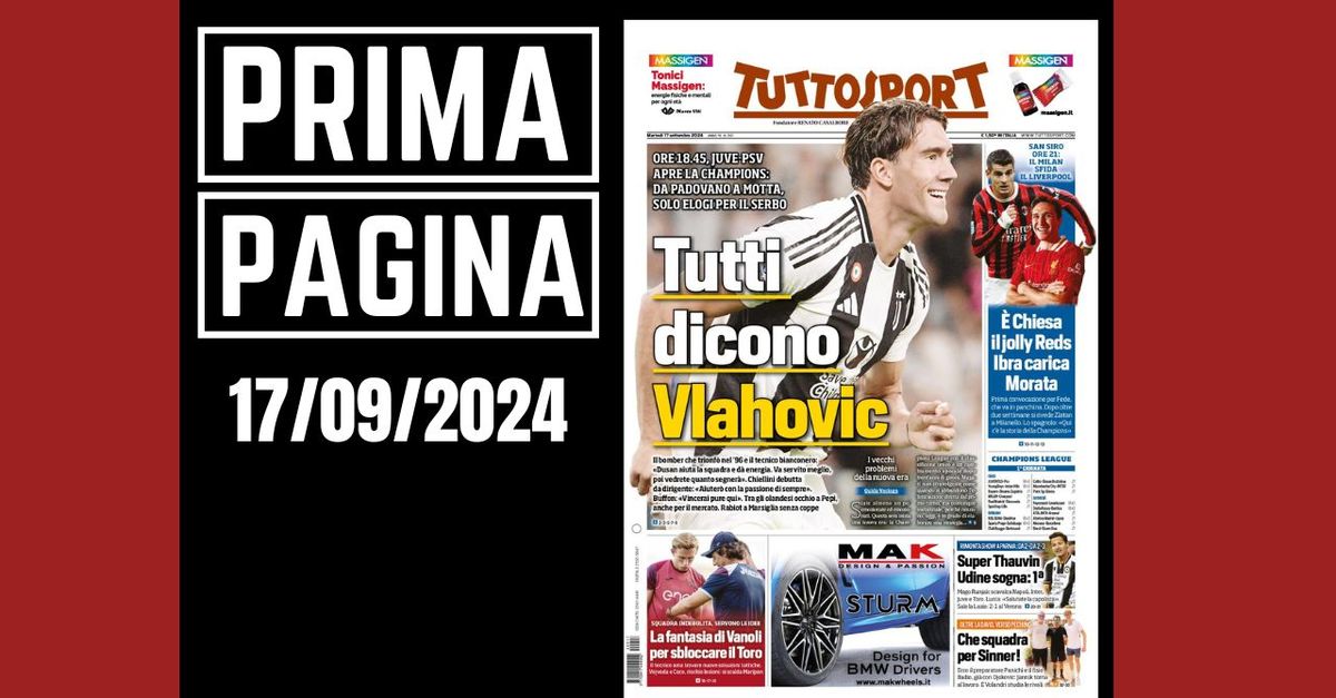 Prima pagina Tuttosport: “Juventus, tutti dicono Vlahovic”