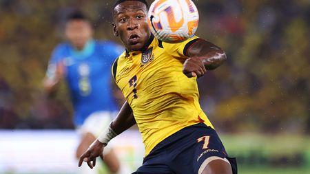 GUAYAQUIL, ECUADOR - JUNE 05: Pervis Estupiñan of Ecuador controls the ball during the FIFA World Cup 2026 Qualifier match between Ecuador and Brazil at Estadio Monumental Isidro Romero Carbo on June 05, 2025 in Guayaquil, Ecuador. (Photo by Franklin Jacome/Getty Images) Estupinan Milan