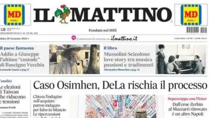 prima pagina il mattino oggi