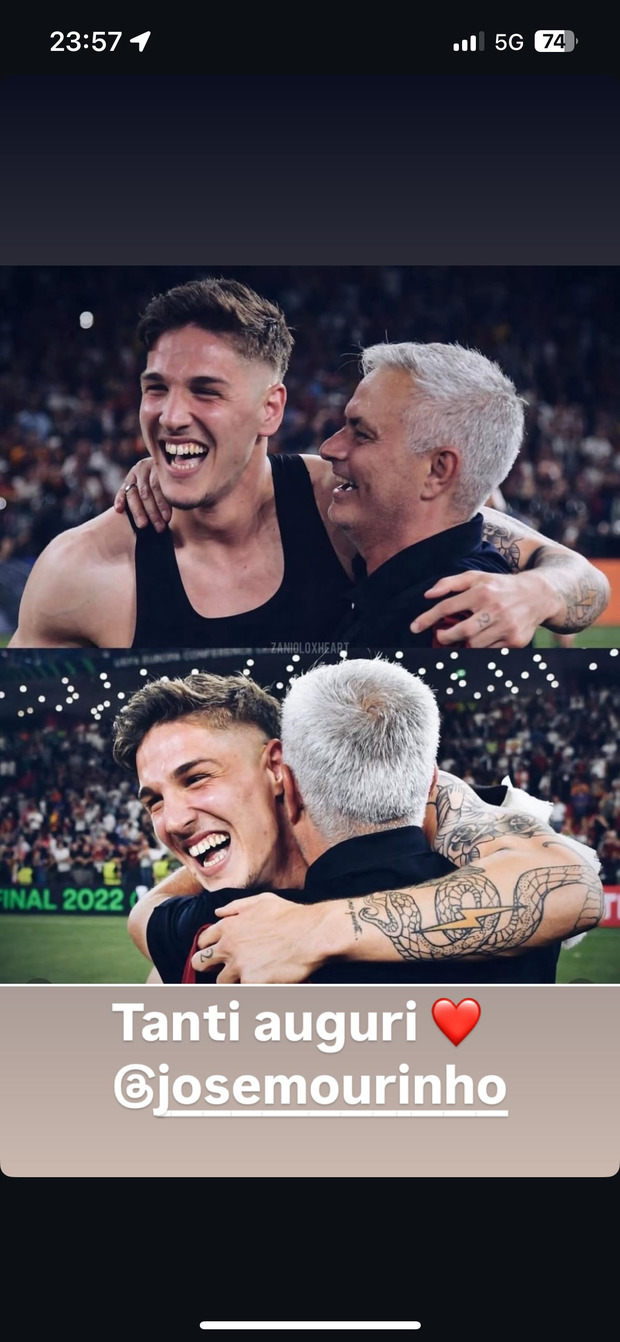 Mourinho compie gli anni: gli auguri di Zaniolo con la foto di Tirana- immagine 2