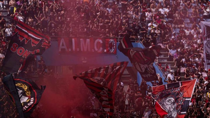 I tifosi rossoneri al 'Mapei Stadium' durante Sassuolo-Milan di Serie A