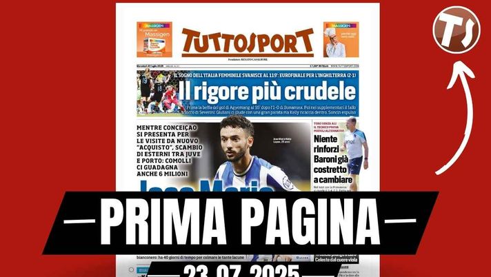 Prima pagina Tuttosport: 'Juventus, Joao Mario non ... Costa'