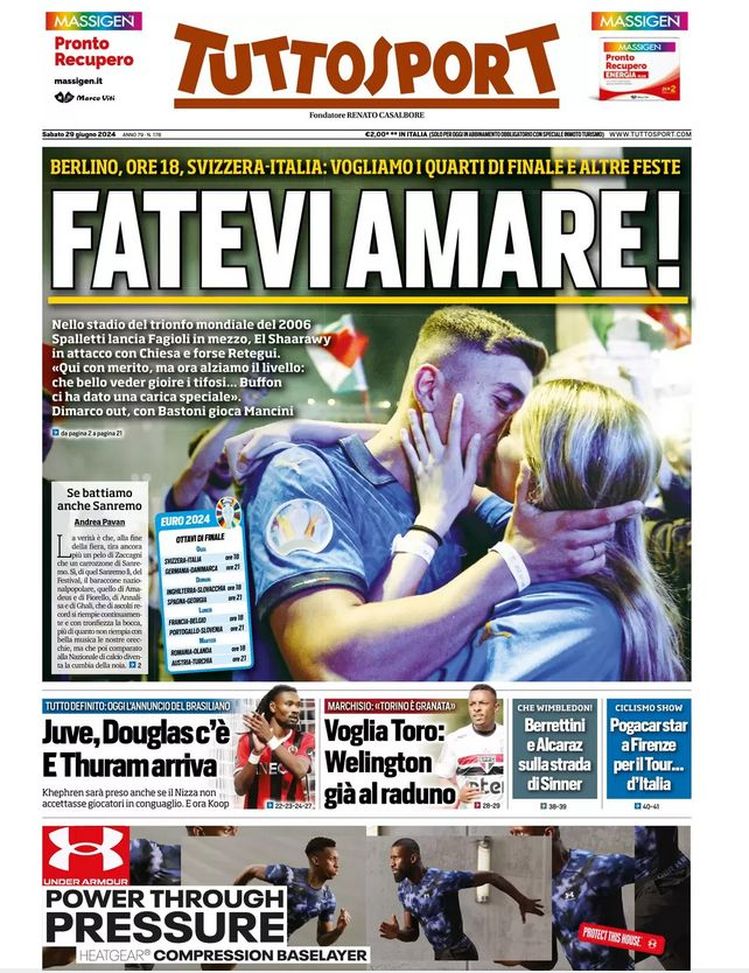 EDICOLA TS – Fatevi amare! Ore 18, Svizzera-Italia: vogliamo i quarti di finale EDICOLA TS – Fatevi amare! Ore 18, Svizzera-Italia: vogliamo i quarti di finale - immagine 1