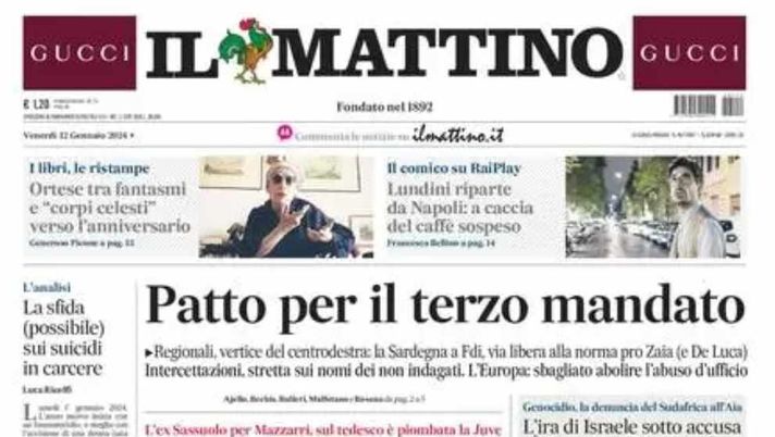 LA PRIMA PAGINA IL MATTINO: “C’è Traoré per il Napoli, Samardzic in bilico” - immagine 1