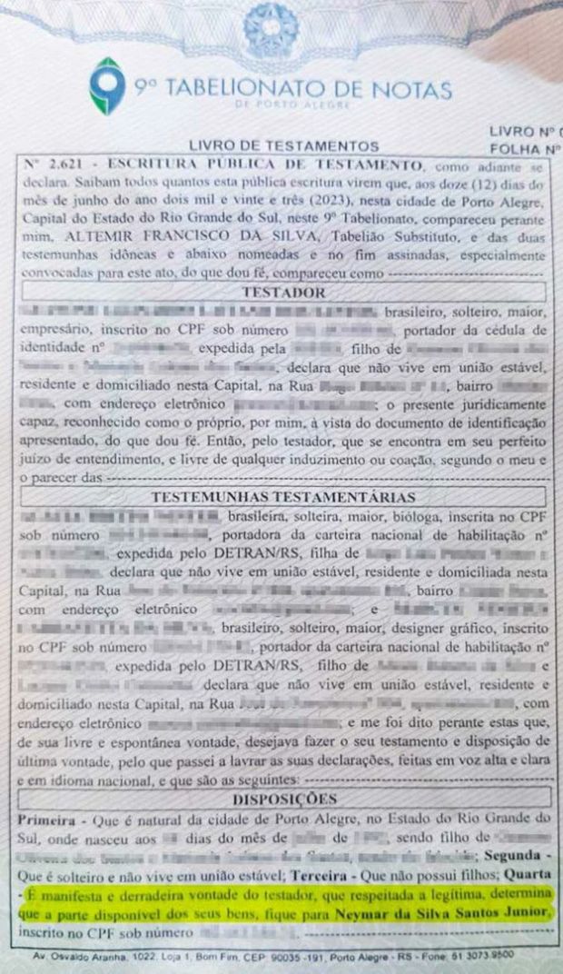 Porto Alegre, un tifoso di calcio fa testamento: “Non sto bene, lascio tutto a Neymar…”- immagine 2