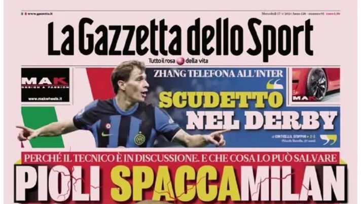 PRIMA PAGINA GAZZETTA DELLO SPORT OGGI: “Inzaghi al rinnovo, ci metto la firma”