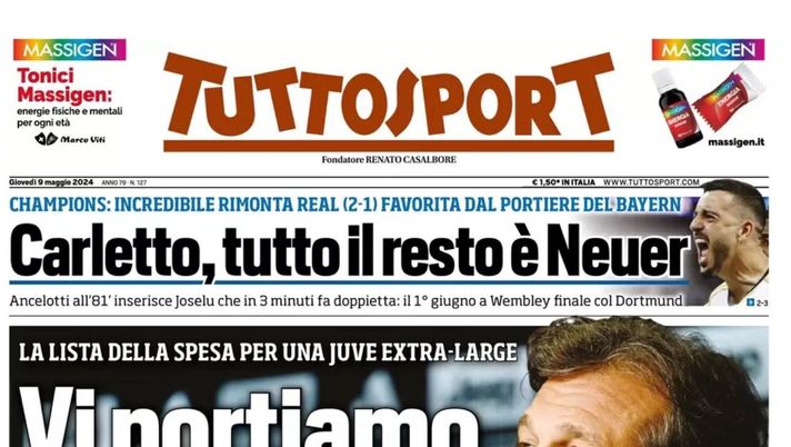 prima pagina tuttosport oggi