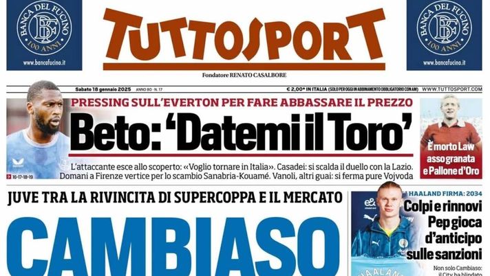 prima pagina tuttosport oggi