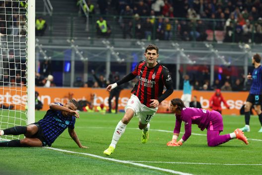 L'esultanza di Pulisic dopo il gol da punta nel Derby. (Photo by Giuseppe Cottini/AC Milan via Getty Images) Il Milan ha il suo “Grande Gatsby”: l’importanza di Christian Pulisic negli schemi di Allegri- immagine 5