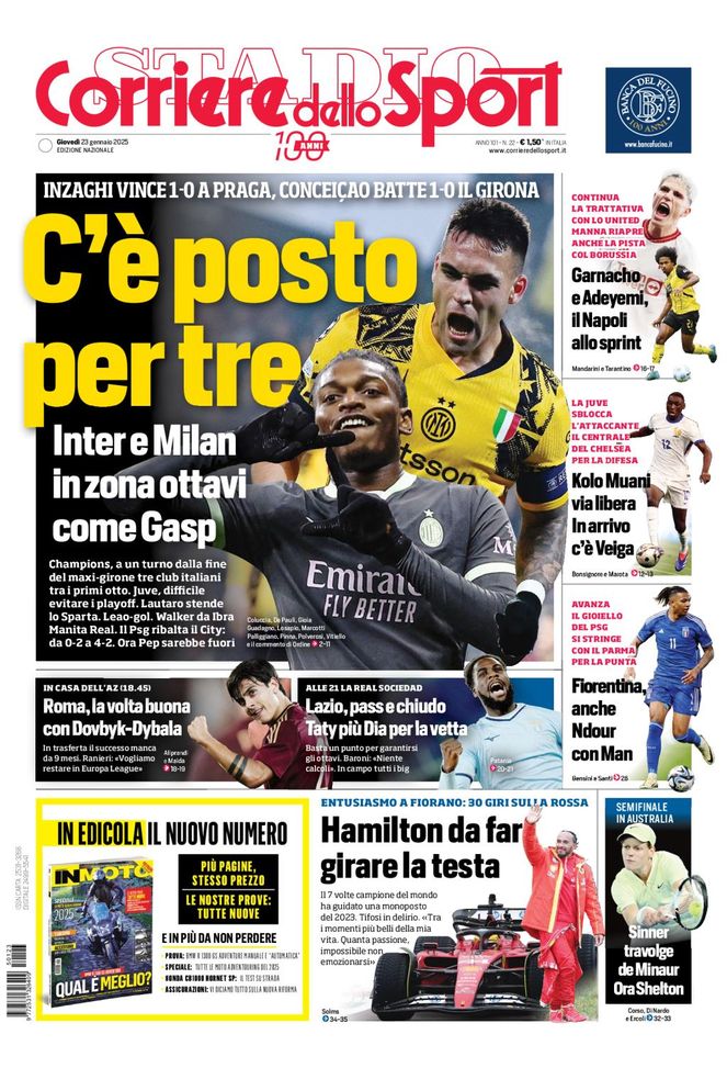 Prima Pagina Corriere dello Sport 23 gennaio Prima Pagina Corriere dello Sport 23 gennaio