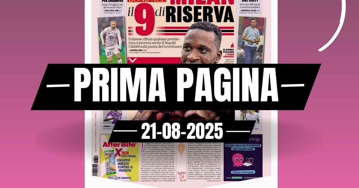 Prima pagina Gazzetta dello Sport: “Milan, il 9 di riserva: Boniface”
