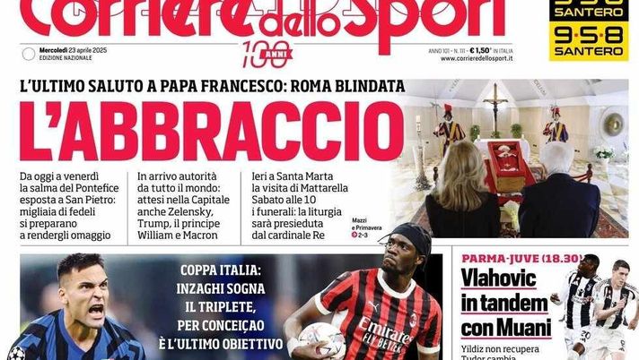 prima pagina corriere dello sport oggi