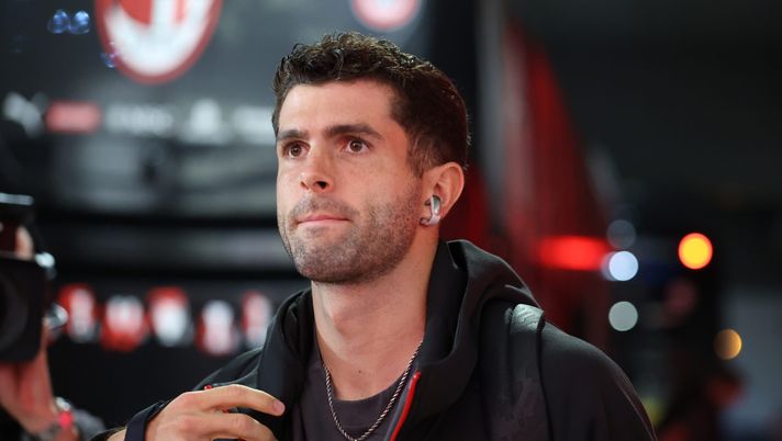 MILAN, ITALY - SEPTEMBER 23: Christian Pulisic of AC Milan arrives before the Coppa Italia match between AC Milan and US Lecce at Giuseppe Meazza Stadium on September 23, 2025 in Milan, Italy. (Photo by Claudio Villa/AC Milan via Getty Images) milan-napoli-campionato-serie-a-pulisic