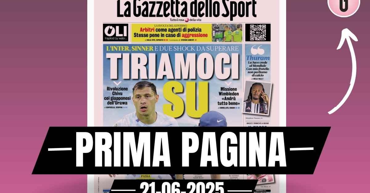 Prima pagina Gazzetta dello Sport: “Inter e Sinner, tiriamoci su” Prima pagina Gazzetta dello Sport: “Inter e Sinner, tiriamoci su”