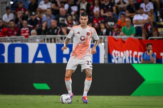 Gianluca Mancini, difensore della Roma, durante il match contro il Cagliari. (Foto di Fabio Rossi/AS Roma via Getty Images)