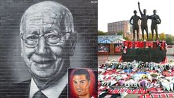 Ecco il murale di Bobby Charlton: sopra quello di CR7 vicino all’Old Trafford