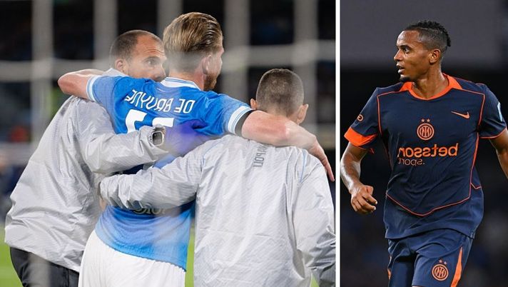 Napoli-Inter, de Bruyne esce in lacrime. Anche Akanji chiede delle sue condizioni Napoli-Inter, de Bruyne esce in lacrime. Anche Akanji chiede delle sue condizioni - immagine 1