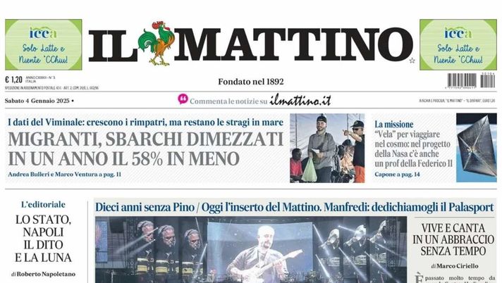 prima pagina il mattino oggi