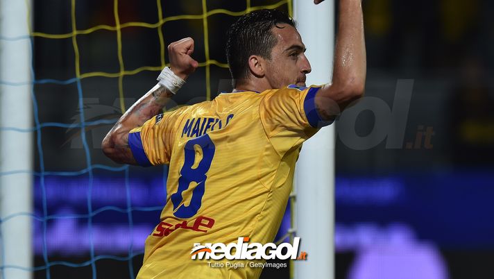 FROSINONE, ITALY - JUNE 16:  Raffaele Maiello of Frosinone celebrates after scoring the opening goal during the serie B playoff match final between Frosinone Calcio v US Citta di Palermo at Stadio Benito Stirpe on June 16, 2018 in Frosinone, Italy.  (Photo by Tullio M. Puglia/Getty Images)  Palermo