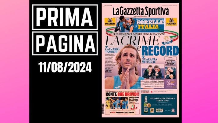 Prima pagina Gazzetta dello Sport: Coppa Italia, Conte e Napoli, che brividi
