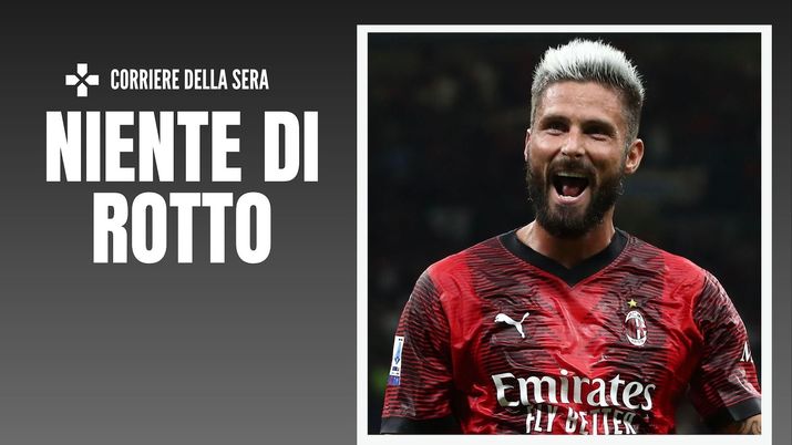 Olivier Giroud (attaccante AC Milan), qui esulta per uno dei suoi gol in Milan-Torino 4-1 (Serie A 2023-2024) | News (Getty Images) Olivier Giroud AC Milan Milan-Torino 4-1 Serie A 2023-2024