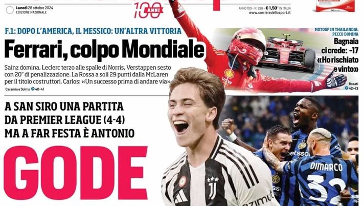 prima pagina corriere dello sport oggi