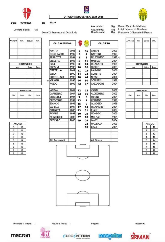 FINALE | PADOVA-CALDIERO 1-0 (37′ Kirwan) - immagine 3