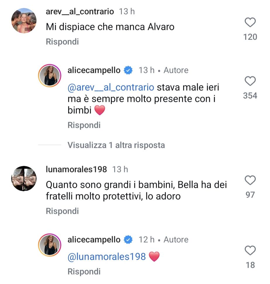 “Alvaro sta male”: e Alice aggiunge il cuoricino su Instagram- immagine 2