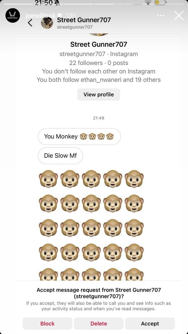 Insulti razzisti per Joe Willock: il giocatore li posta su Instagram- immagine 2