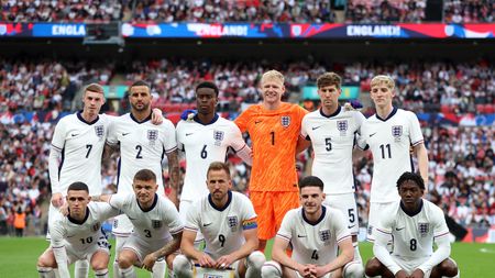 LONDON, ENGLAND - JUNE 07: Players of England pose for a team photograph prior to the international friendly match between England and Iceland at Wembley Stadium on June 07, 2024 in London, England. (Photo by Richard Pelham/Getty Images) Inghilterra che si prepara agli Europei