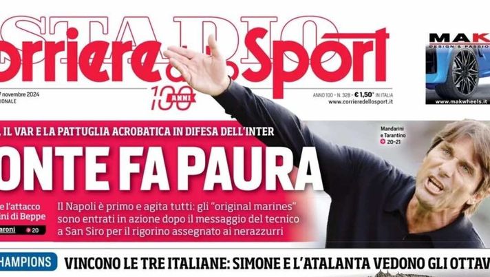 prima pagina corriere dello sport oggi