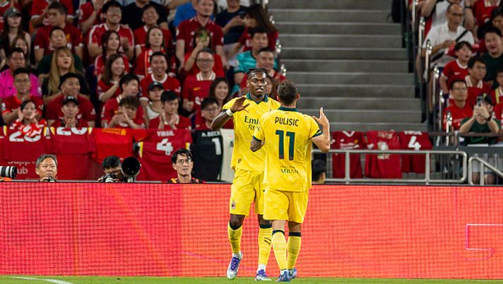 HONG KONG, CHINA - JULY 26: Rafael Leao of AC Milan (L) celebrates after scoring his goal with Christian Pulisic of AC Milan (R) during the Liverpool FC v AC Milan Pre-Season Friendly match at Kai Tak Stadium on July 26, 2025 in Hong Kong, China. (Photo by Yu Chun Christopher Wong/Eurasia Sport Images/Getty Images) rinnovi