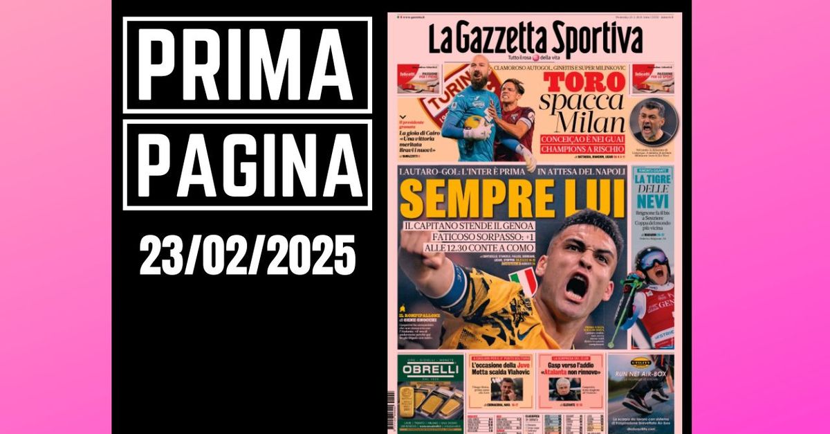 Prima pagina Gazzetta dello Sport: Toro spacca Milan. Conceicao è nei guai